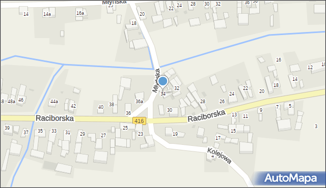 Nowa Cerekwia, Raciborska, 34, mapa Nowa Cerekwia