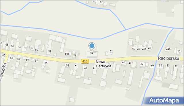 Nowa Cerekwia, Raciborska, 54, mapa Nowa Cerekwia