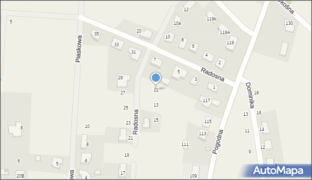 Nowe Aleksandrowo, Radosna, 11, mapa Nowe Aleksandrowo