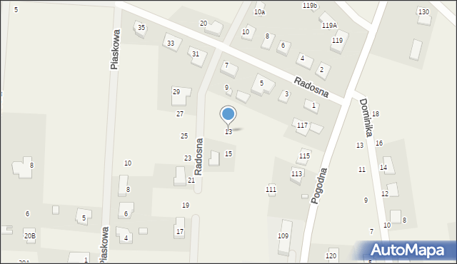 Nowe Aleksandrowo, Radosna, 13, mapa Nowe Aleksandrowo