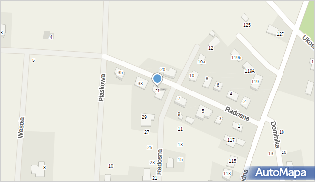 Nowe Aleksandrowo, Radosna, 31, mapa Nowe Aleksandrowo