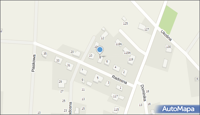 Nowe Aleksandrowo, Radosna, 8, mapa Nowe Aleksandrowo