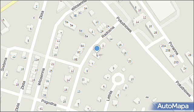 Oława, Radosna, 5, mapa Oława