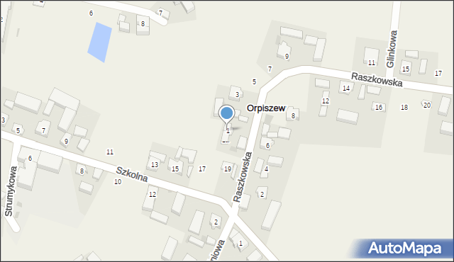 Orpiszew, Raszkowska, 1, mapa Orpiszew