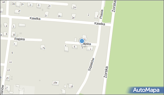 Orzesze, Rajska, 3, mapa Orzesze