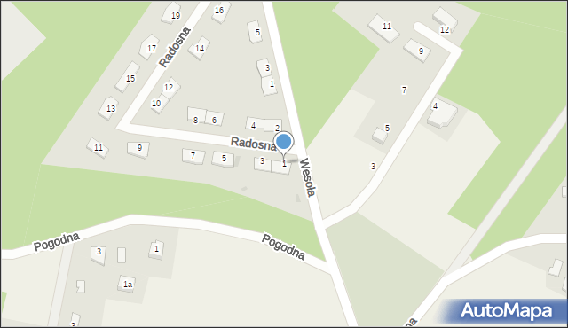Osiek nad Wisłą, Radosna, 1, mapa Osiek nad Wisłą