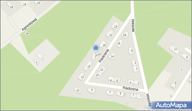 Osiek nad Wisłą, Radosna, 17, mapa Osiek nad Wisłą