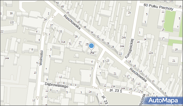 Ostrów Wielkopolski, Raszkowska, 25a, mapa Ostrów Wielkopolski