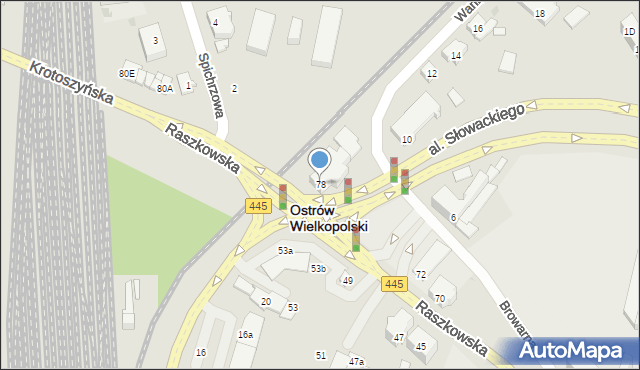 Ostrów Wielkopolski, Raszkowska, 78, mapa Ostrów Wielkopolski