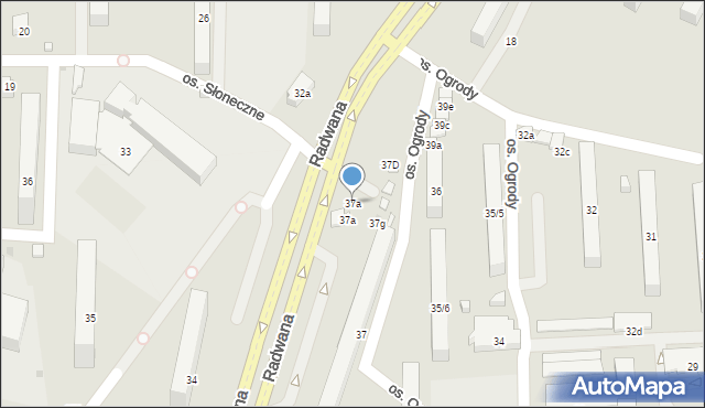 Ostrowiec Świętokrzyski, Radwana Mieczysława, 37a, mapa Ostrowiec Świętokrzyski