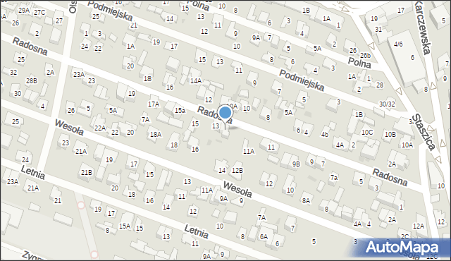 Otwock, Radosna, 13A, mapa Otwock