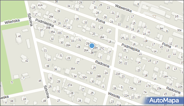 Otwock, Radosna, 26, mapa Otwock