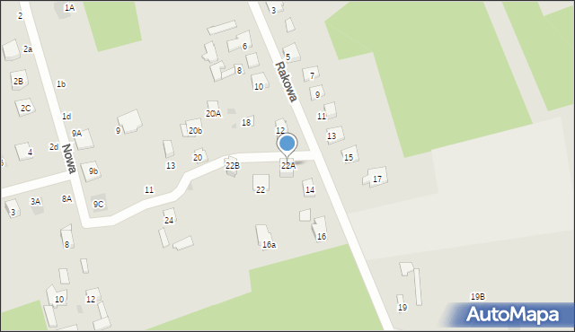 Otwock, Rakowa, 22A, mapa Otwock