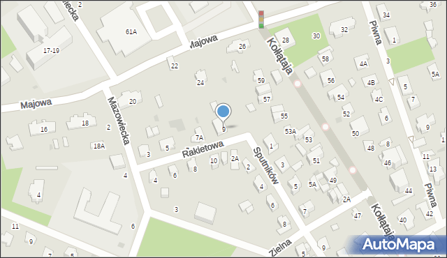 Otwock, Rakietowa, 9, mapa Otwock