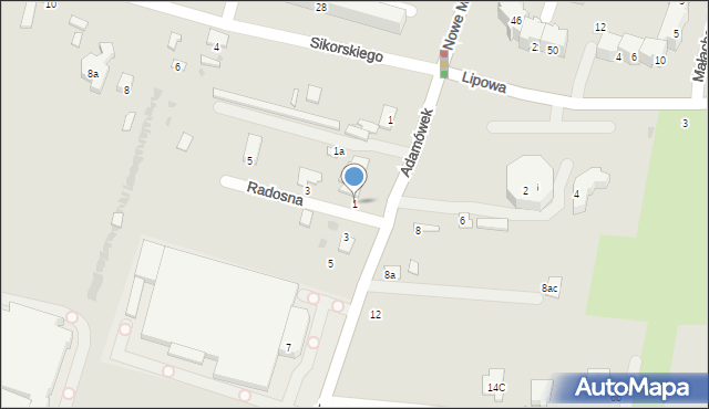 Ozorków, Radosna, 1, mapa Ozorków