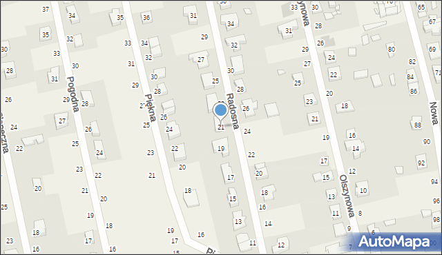 Palędzie, Radosna, 21, mapa Palędzie