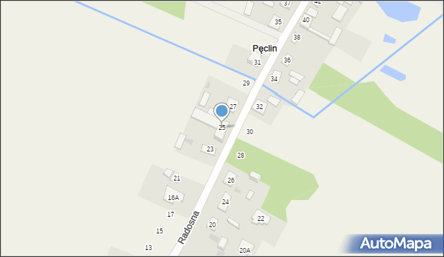 Pęclin, Radosna, 25, mapa Pęclin