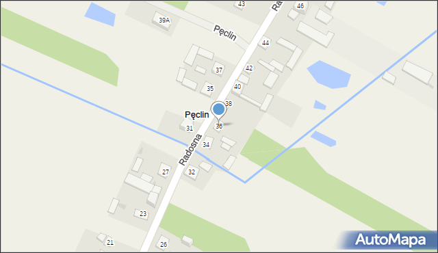 Pęclin, Radosna, 36, mapa Pęclin