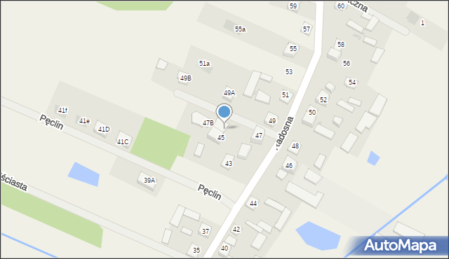 Pęclin, Radosna, 47A, mapa Pęclin