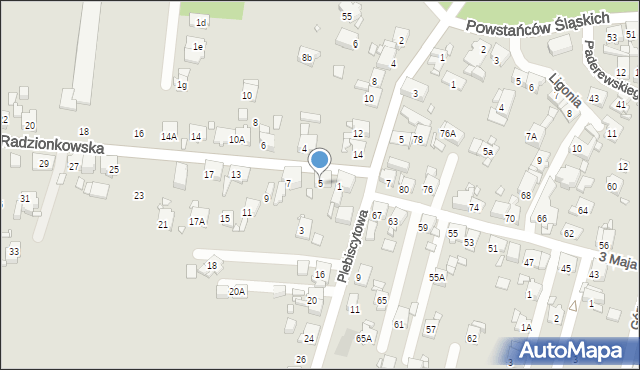 Piekary Śląskie, Radzionkowska, 5, mapa Piekary Śląskie