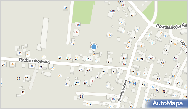 Piekary Śląskie, Radzionkowska, 8, mapa Piekary Śląskie