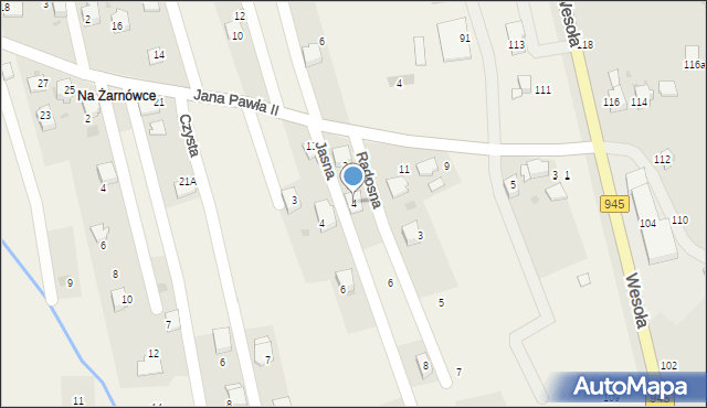 Pietrzykowice, Radosna, 4, mapa Pietrzykowice