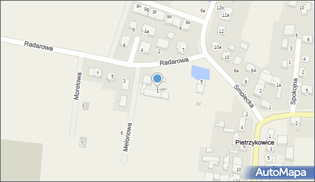 Pietrzykowice, Radarowa, 1, mapa Pietrzykowice