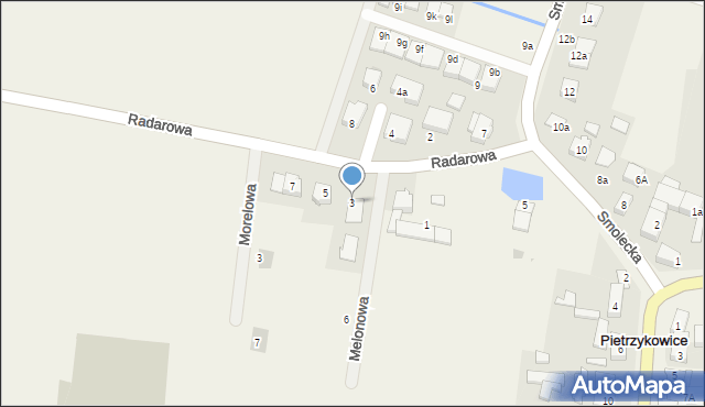 Pietrzykowice, Radarowa, 3, mapa Pietrzykowice