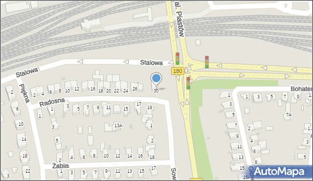 Piła, Radosna, 30, mapa Piły