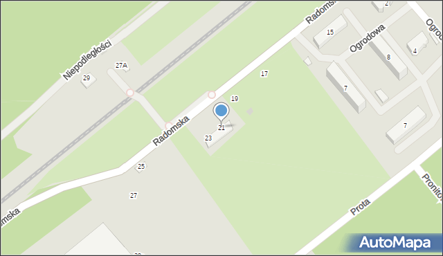 Pionki, Radomska, 21, mapa Pionki