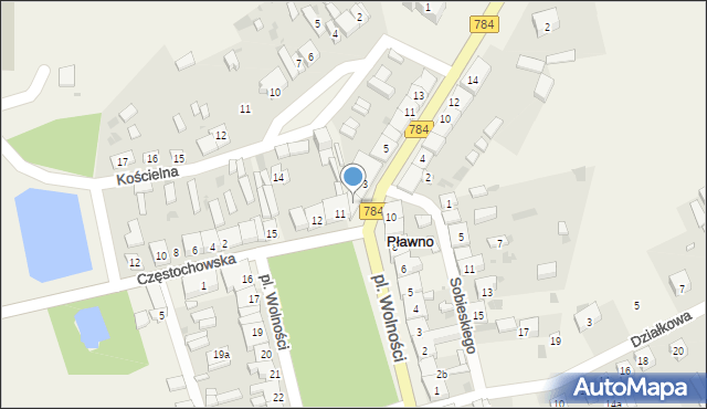 Pławno, Radomszczańska, 1, mapa Pławno