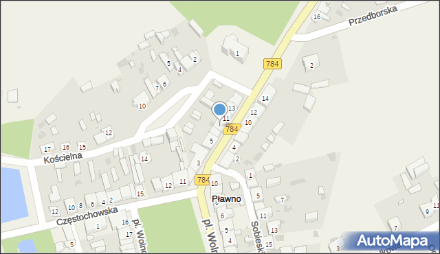 Pławno, Radomszczańska, 9, mapa Pławno