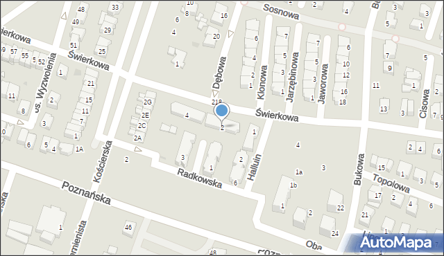 Pniewy, Radkowska, 2, mapa Pniewy