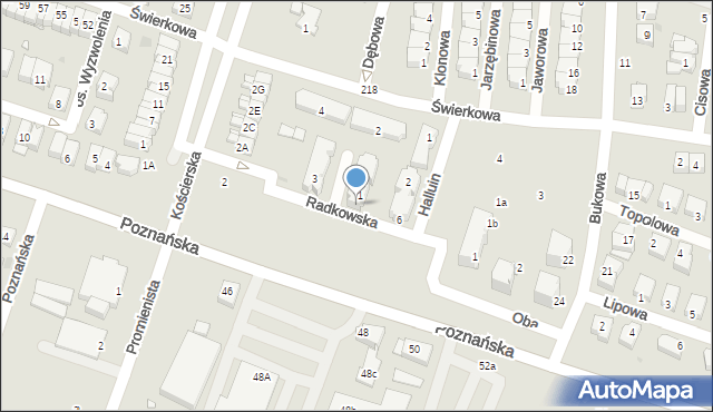 Pniewy, Radkowska, 5, mapa Pniewy