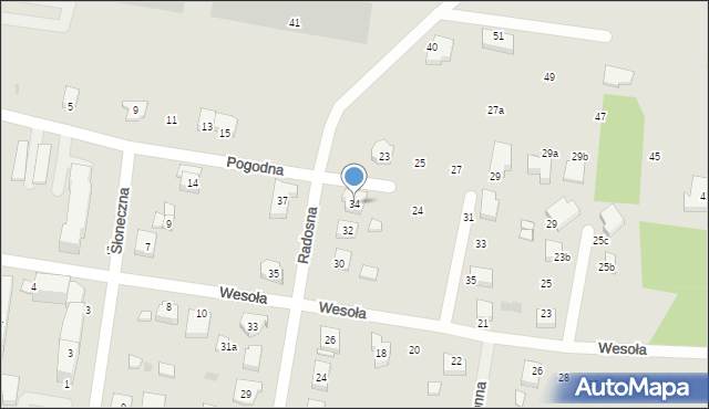 Poddębice, Radosna, 34, mapa Poddębice