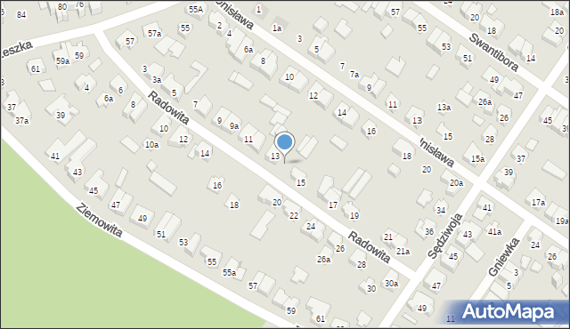 Poznań, Radowita, 13a, mapa Poznania
