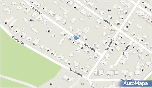 Poznań, Radowita, 24a, mapa Poznania