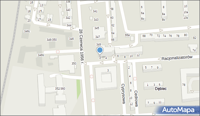 Poznań, Racjonalizatorów, 2, mapa Poznania