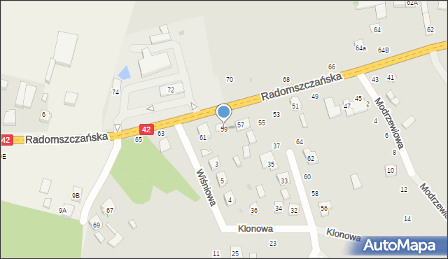 Przedbórz, Radomszczańska, 59, mapa Przedbórz