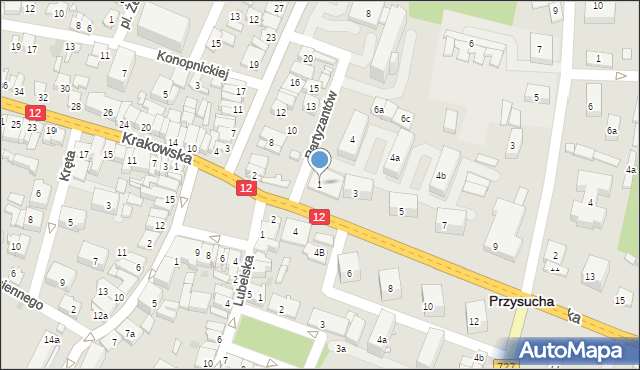 Przysucha, Radomska, 1, mapa Przysucha