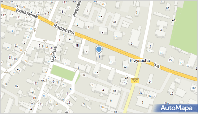 Przysucha, Radomska, 8, mapa Przysucha