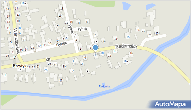 Przytyk, Radomska, 8, mapa Przytyk