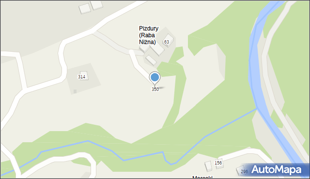 Raba Niżna, Raba Niżna, 350, mapa Raba Niżna