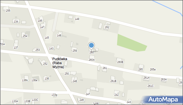 Raba Wyżna, Raba Wyżna, 260, mapa Raba Wyżna