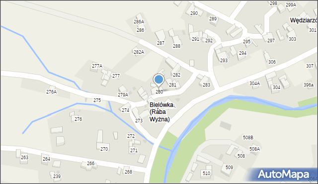 Raba Wyżna, Raba Wyżna, 280, mapa Raba Wyżna