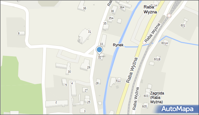 Raba Wyżna, Raba Wyżna, 32, mapa Raba Wyżna