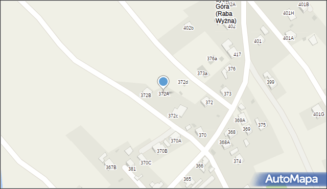 Raba Wyżna, Raba Wyżna, 372A, mapa Raba Wyżna