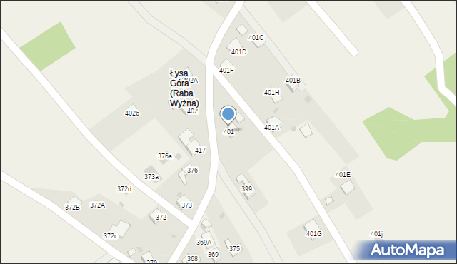Raba Wyżna, Raba Wyżna, 401, mapa Raba Wyżna