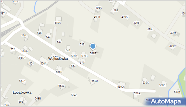 Raba Wyżna, Raba Wyżna, 539F, mapa Raba Wyżna