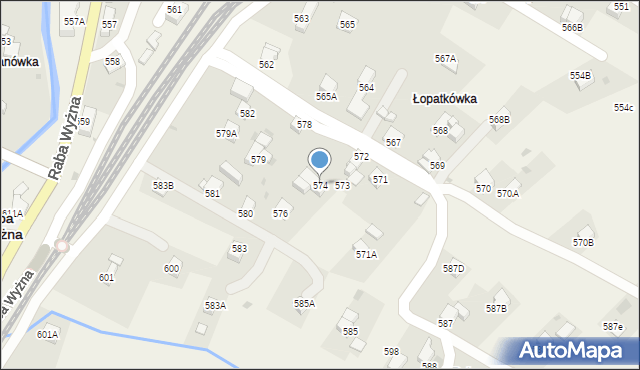 Raba Wyżna, Raba Wyżna, 574, mapa Raba Wyżna